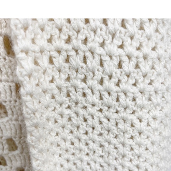 Modern Soul Women’s Acrylic Wool Angora Blend Crochet Cardigan Sweater XL Cream - Picture 9 of 11